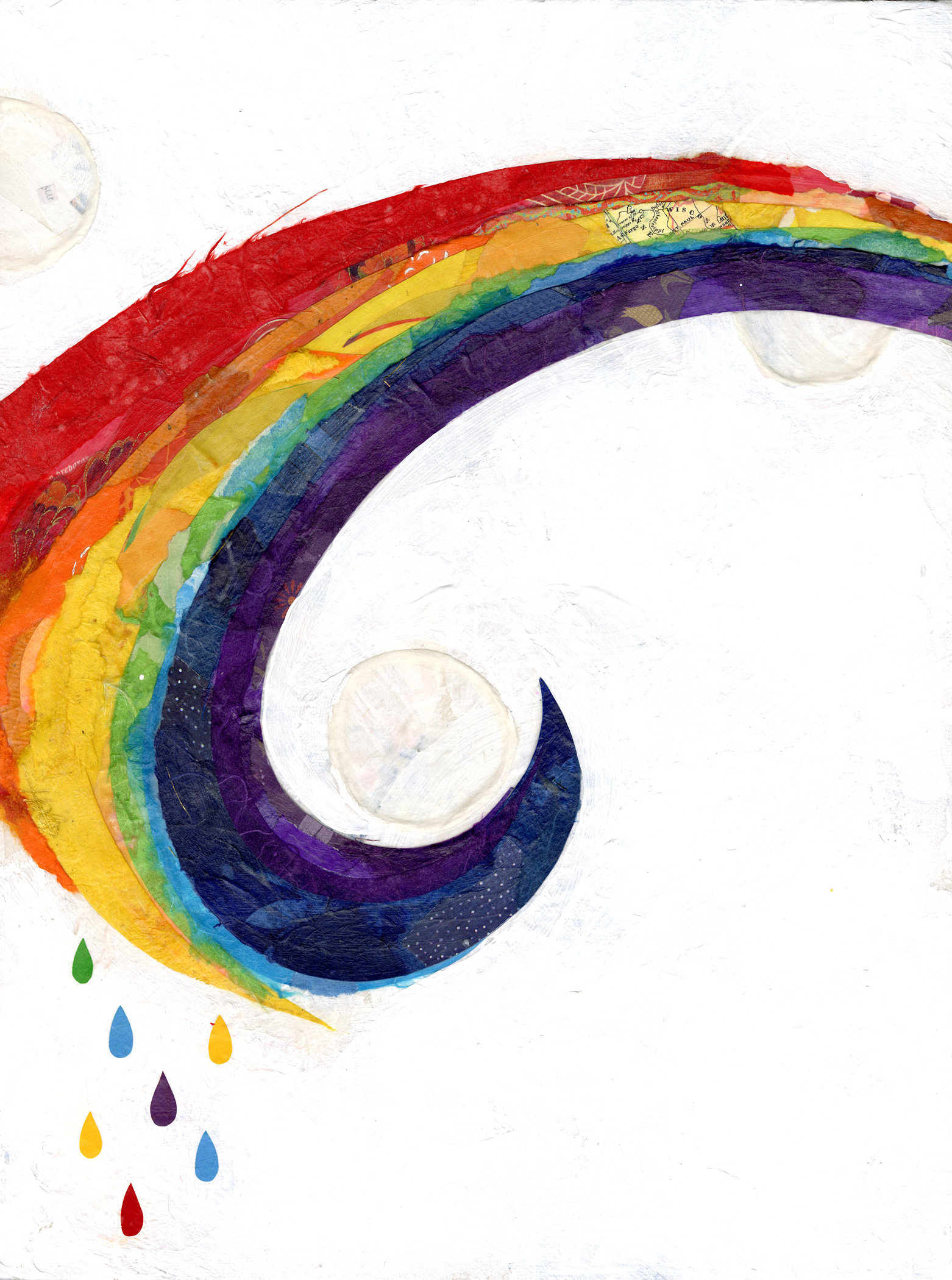 Rainbow Tears mixed media collage by Gina Hanzsek